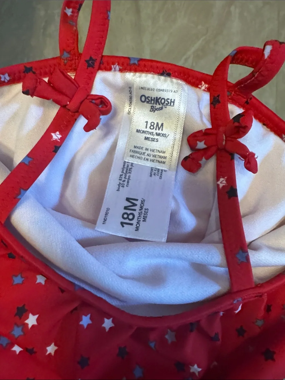 OshKosh B'gosh Red Star Ruffle One-Piece Swimsuit with Shoulder Ties
